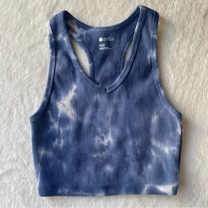Zella Tank Top Ribbed Blue Tie-Dye Ribbed Size‎ XXS Activewear